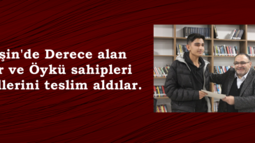 Afşin’de Derece alan Şiir ve Öykü sahipleri Ödüllerini teslim aldılar.